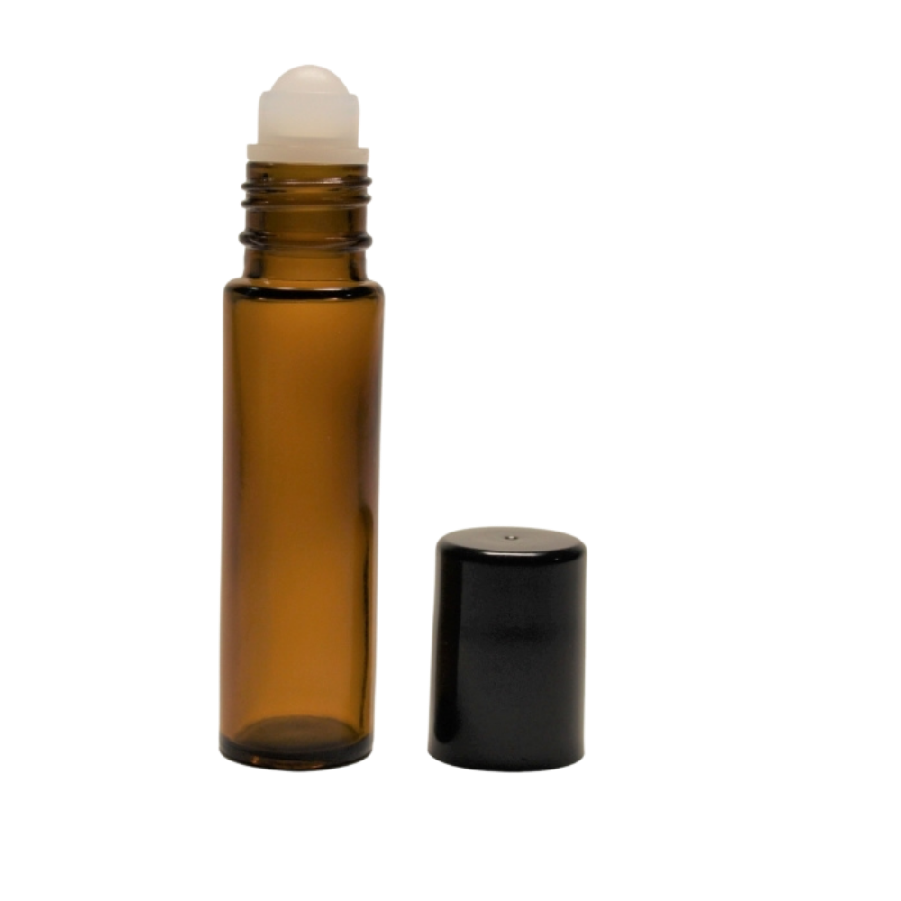 10ml Roll-on Flasche braun, Fitment natur, Schraubkappe schwarz