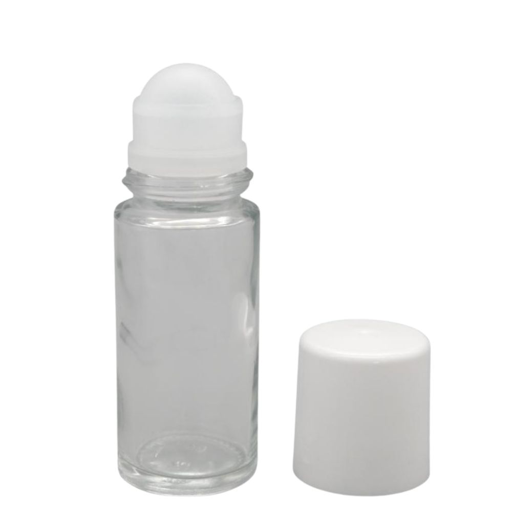 50ml Roll-on Flasche, Fitment natur, Schraubkappe weiß