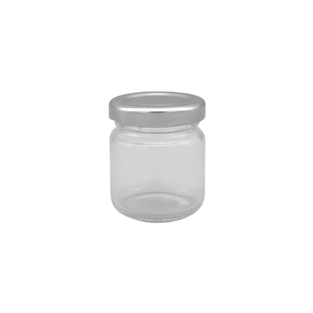 50ml Konservenglas mit silbernem Twist-off