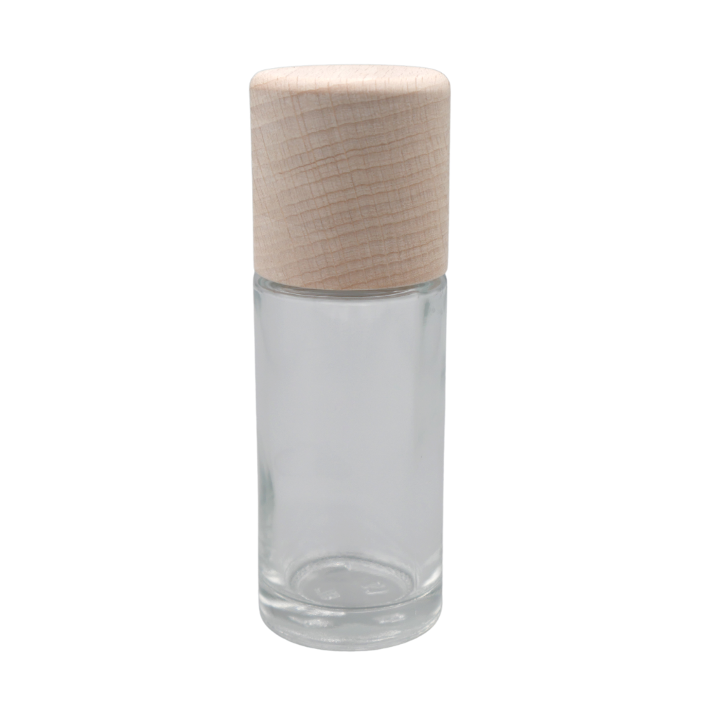 50ml Roll-on Flasche, Fitment natur, Schraubkappe Holz